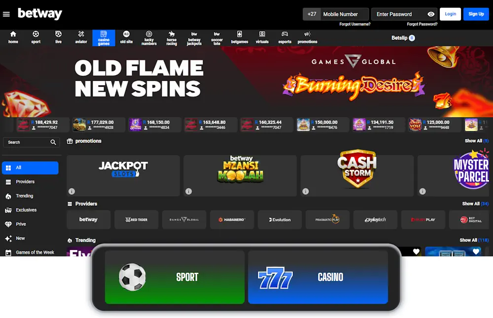 Betway Casino and Sportsbook Screenshot